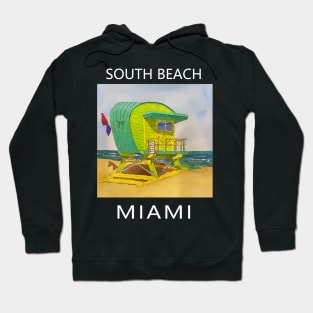 South Beach Lifeguard Tower in Miami Florida - Welshdesigns Hoodie